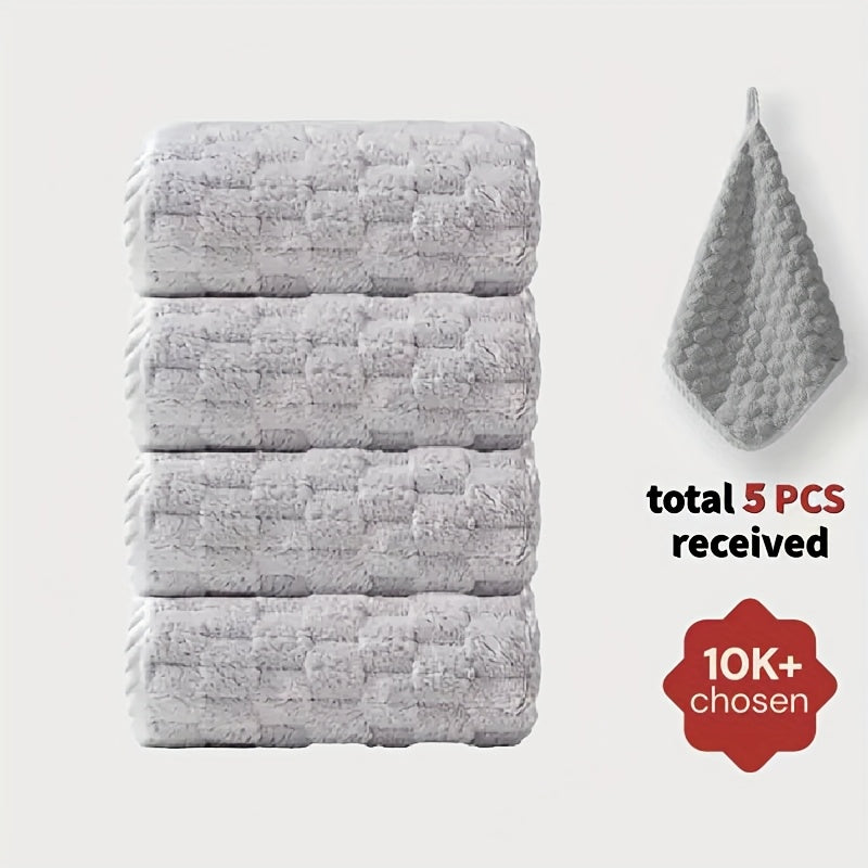 Waffle Weave Bath Towels 4-Pack Quick Dry Ultra Soft, 281g Super Absorbent Microfiber Towels for Adults, Spa-Grade Antimicrobial Textured Towels for Bathroom, Gym & Travel – Gray, Pink, Blue or Beige