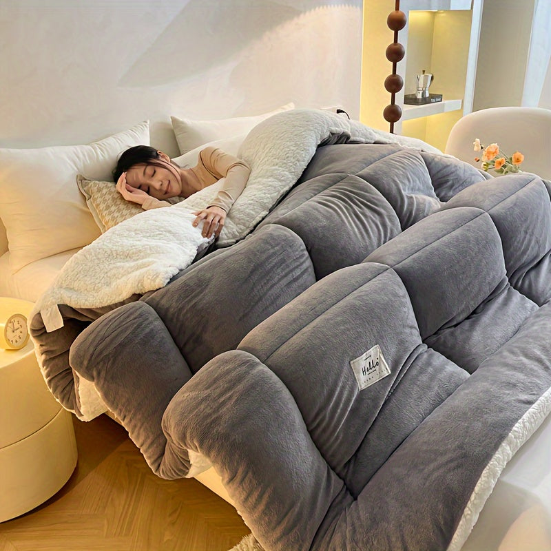 All Season Comforter Thick Soft Quilted Duvet Machine Washable Box Stitch Solid Color – Twin Full Queen King Breathable Warm Bedroom Comforter for Fall Winter Rouge Black Grey Blue Green