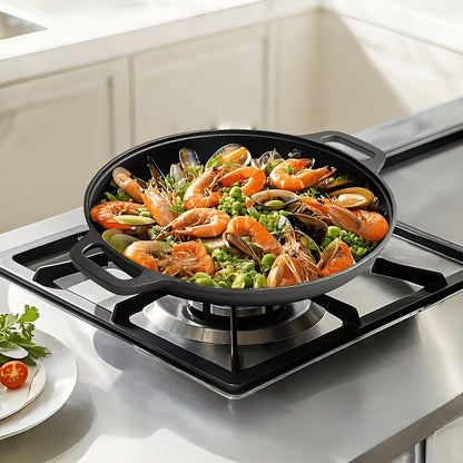 Cast Iron Skillet 11 Inch Pre-Seasoned Round Grill Pan with Dual Loop Handles, Even Heating for Oven Stovetop Grill Campfire, Pizza Pan Cast Iron Cookware for Indoor Outdoor Cooking