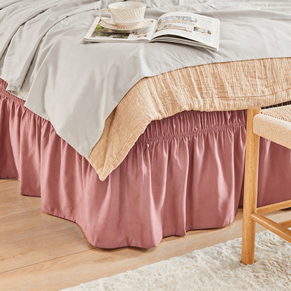 Bed Skirt Wrap Around Elastic – 15 Inch Drop Microfiber Dust Ruffle No Lift Needed Adjustable Hotel Quality Fade Resistant Machine Washable Twin Full Queen King 30 Colors