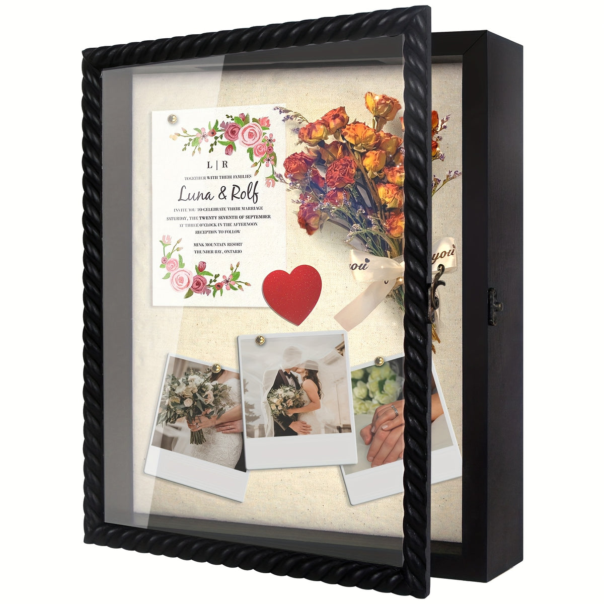 Shadow Box Frame with Linen Back 11x14 12x16, Large Rustic Memory Display Case with 4 Removable Shelves for Flowers Pictures Championship Rings Medals Coins Pins Collection Home Decor Wall Display