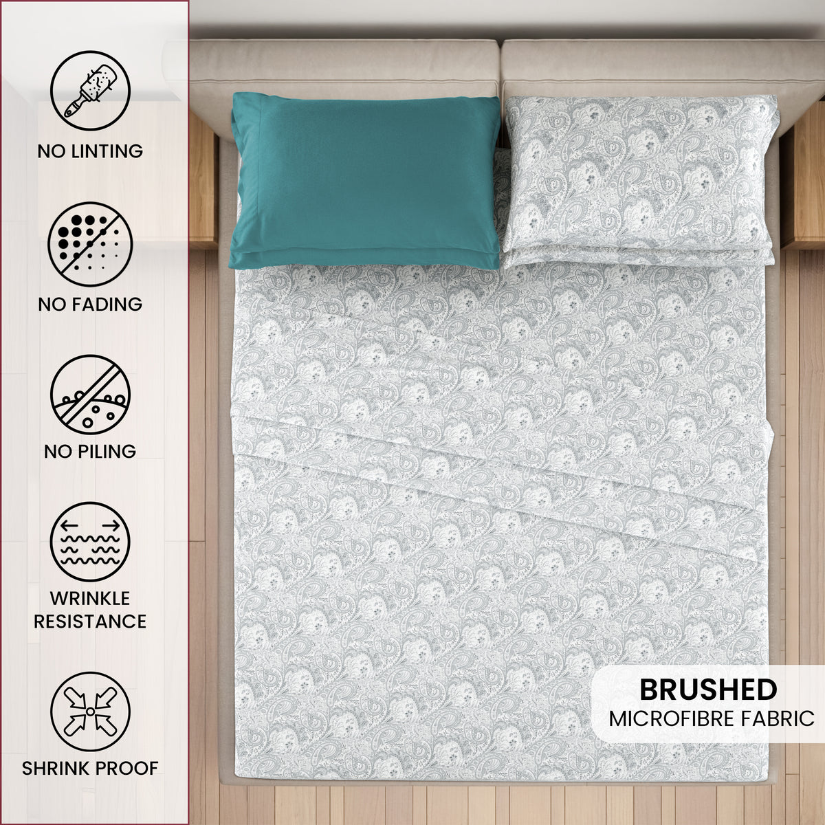 Deep Pocket Fitted Sheet Set 4-Piece Microfiber Soft Brushed Polyester Wrinkle Free Bed Sheets 10 Colors Twin Full Queen King California King