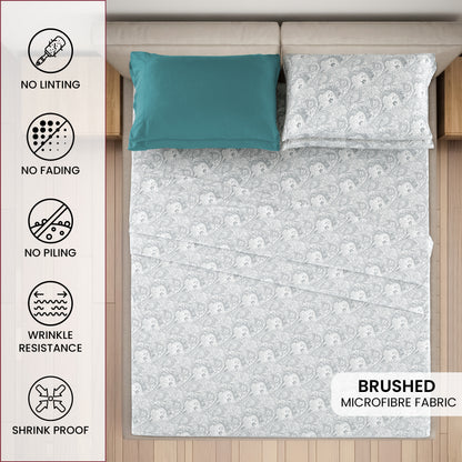 Deep Pocket Fitted Sheet Set 4-Piece Microfiber Soft Brushed Polyester Wrinkle Free Bed Sheets 10 Colors Twin Full Queen King California King