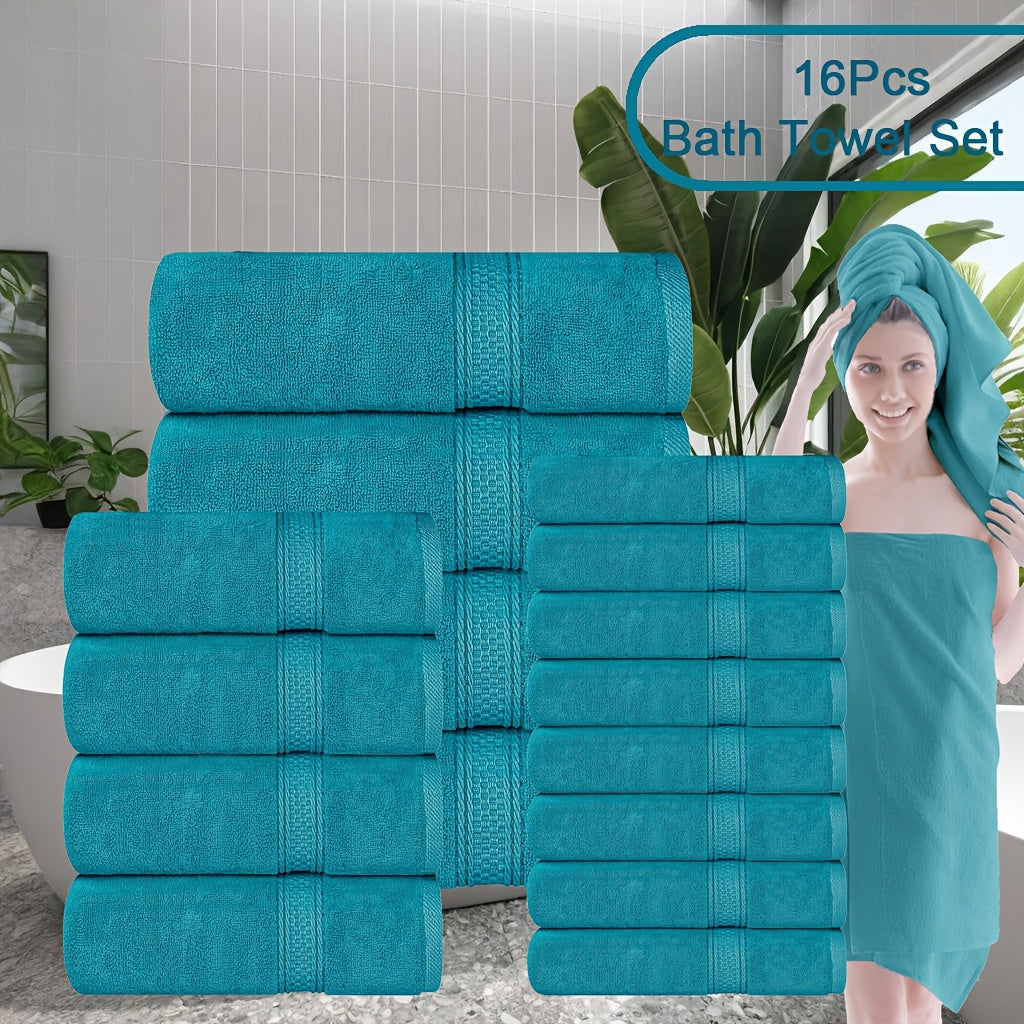 Towel Set 8 Piece & 16 Piece – Soft Absorbent Bath Towels, Hand Towels & Washcloths | Quick Dry Thickened Bathroom Towels for Home Hotel Spa | 12 Colors