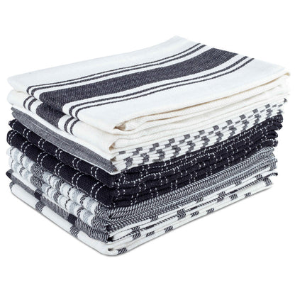 100% Cotton Kitchen Towels 10 Pack – Flat Weave Absorbent Dish Towels in Assorted Colors, Reusable Cloth Towels for Cooking, Cleaning & Drying Hands – Holiday & Everyday Kitchen Essential