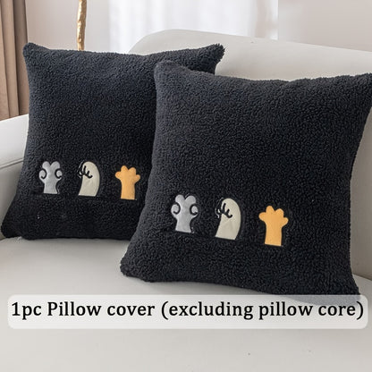 Sofa Cover Plush Shearling Non-Slip Pet-Friendly – Thick Couch Protector with Animal Bone Embroidery for 2 3 4 Seater, Soft Warm Slipcover for Living Room Bedroom Office in Dark Gray Off White Coffee Black