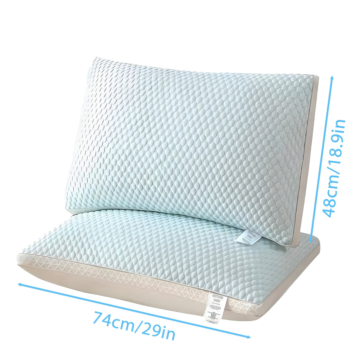 Cooling Bed Pillows 2-Pack Non-Collapsing – Soft Support with Neck Alignment, Breathable 100% Polyester Cover, Machine Washable, Bed Pillows for Back & Side Sleepers, Blue & Gray Available
