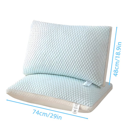 Cooling Bed Pillows 2-Pack Non-Collapsing – Soft Support with Neck Alignment, Breathable 100% Polyester Cover, Machine Washable, Bed Pillows for Back & Side Sleepers, Blue & Gray Available