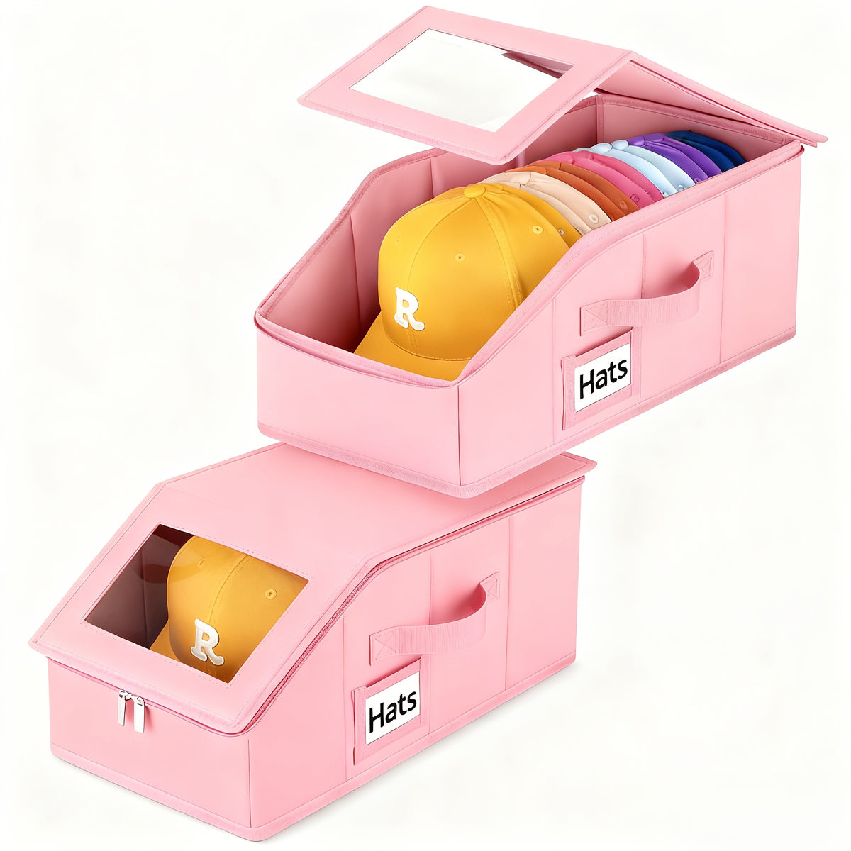 Stackable Hat Storage Box for Baseball Caps Holds Up to 30 Caps – 1 or 2 Pack Closet Hat Organizer with Cardboard Dividers for Women & Men