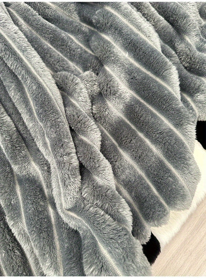 Faux Rabbit Fur Fleece Blanket Ultra-Soft 3D Double-Sided Throw – All-Season Plush Blanket for Bed, Couch & Travel, Multi-Color in 4 Sizes: White, Pink, Gray, Khaki, Purple & More
