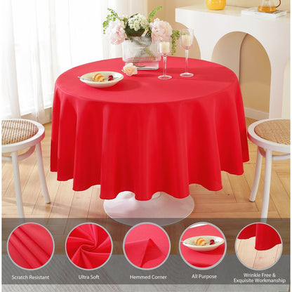 Round Tablecloth 10 Pack Wrinkle-Resistant Polyester Fabric Table Cover for Wedding Party Banquet Restaurant Home, Washable Reusable Round Table Cloth 60 70 90 108 120 Inch Multiple Colors