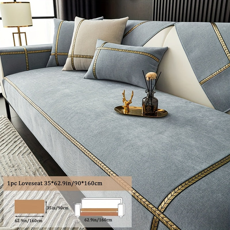 Chenille Sofa Cover Pet-Friendly All-Season Slipcover Furniture Protector for Living Room Bedroom Office - Fits Single 2 3 4 Seater Sofa - Blue-Green Deep Gray Off White Light Gray