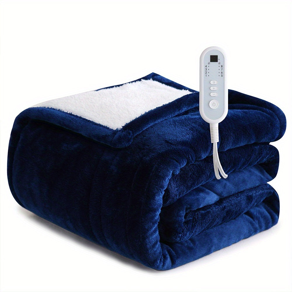 Heated Blanket Electric Flannel with 8 Heat Settings & 10-Hour Auto Off Timer, PTC NTC Dual Overheat Protection, Machine Washable Electric Blanket Throw Twin Full Queen King for Bed Couch Sofa