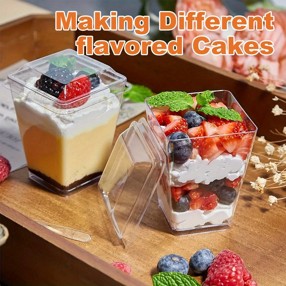 Plastic Dessert Cups with Lids & Spoons 5oz 8oz – 25 50 100 150 200 Pack Mini Pudding Cups for Party Family Gathering Camping Picnic