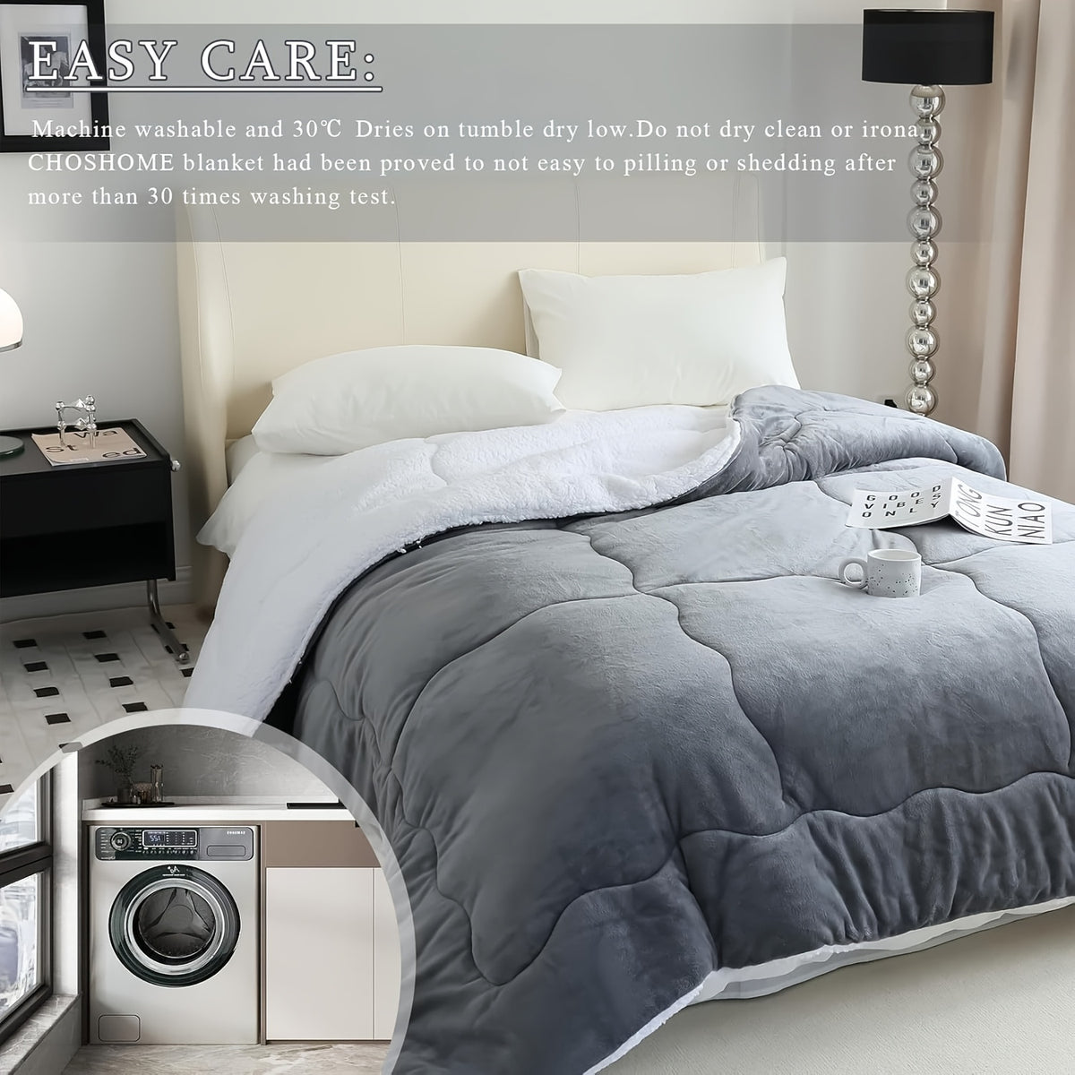 Sherpa Fleece Blanket 500GSM Three-Layer Warm Throw Blanket for Sofa Couch Bed Camping - Soft Plush Blanket All Seasons Navy Blue Beige Dark Gray Tie-dye Grey