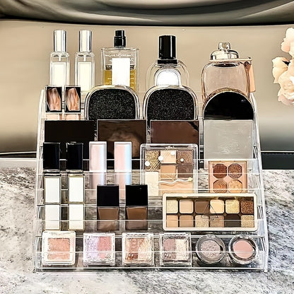 Clear Acrylic Perfume Organizer 5 Tier Transparent – Countertop Vanity Display Shelf for Perfume Bottles Skincare Makeup Cosmetics Lightweight Sturdy Tool-Free Assembly Bathroom Dresser