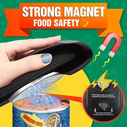 Electric Can Opener Automatic One Touch – Hands-Free Battery Operated Can Opener for Seniors, Arthritis & Limited Hand Mobility, Quiet Motor with Magnetic Lid Remover & Stainless Steel Blade, Kitchen & Camping