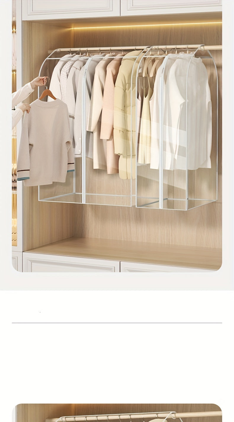 Clear Hanging Garment Bag with Zipper – Extra Large PVC Dustproof Closet Organizer for Coats Suits Dresses, Sealed Wardrobe Protector for Bedroom Dorm Storage, Transparent Design, Multiple Sizes Available