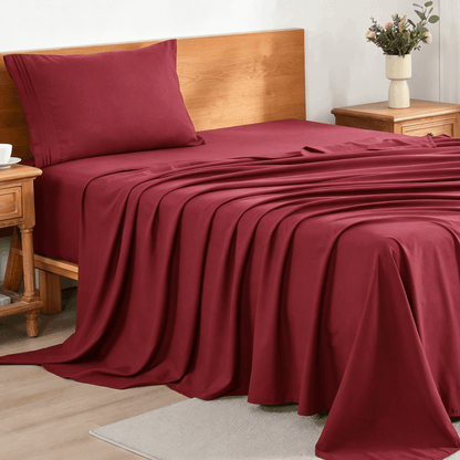 Cooling Bed Sheet Set 3/4 Piece 18 Inch Deep Pocket, Soft Breathable Microfiber Sheets for Hot Sleepers Hotel Luxury Summer Bedding Twin Full Queen King, 12 Colors Available