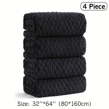 Oversized Bath Towel Set 4-Pack 800GSM Microfiber Extra Large 35"x70" – Ultra Soft Quick-Dry Spa-Grade Towels, Lint-Free, Machine Washable, Beige White Blue Gray for Home, Airbnb & Gifting