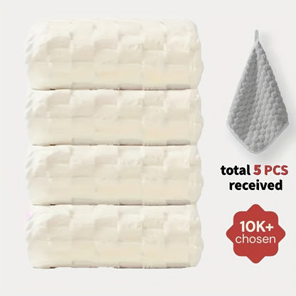 Waffle Weave Bath Towels 4-Pack Quick Dry Ultra Soft, 281g Super Absorbent Microfiber Towels for Adults, Spa-Grade Antimicrobial Textured Towels for Bathroom, Gym & Travel – Gray, Pink, Blue or Beige