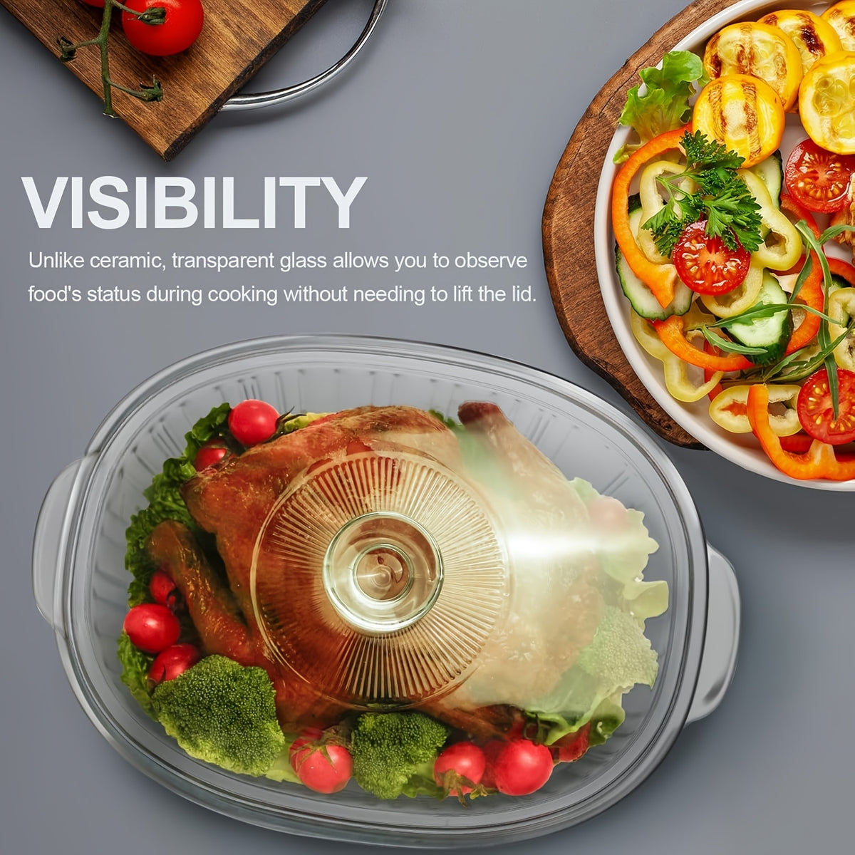 Oval Glass Casserole Dish with Lid Set 50oz & 85oz - Oven & Microwave Safe Baking Dish for Pasta, Chicken, Lasagna & Desserts | Home Viaco