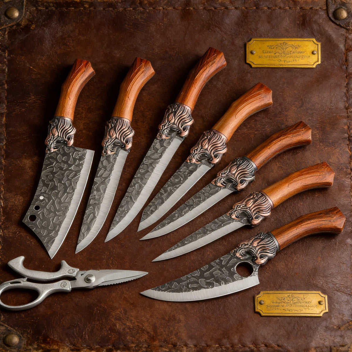 Kitchen Knife Set Forged Stainless Steel Professional 6 or 7 Piece Ultra Sharp Chef Knives – Includes Boning Slicing Carving Fish Butcher Knife & Scissors – Durable Meat & Fish Cutting Knife Set