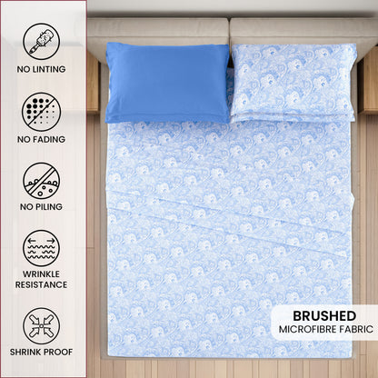 Deep Pocket Fitted Sheet Set 4-Piece Microfiber Soft Brushed Polyester Wrinkle Free Bed Sheets 10 Colors Twin Full Queen King California King