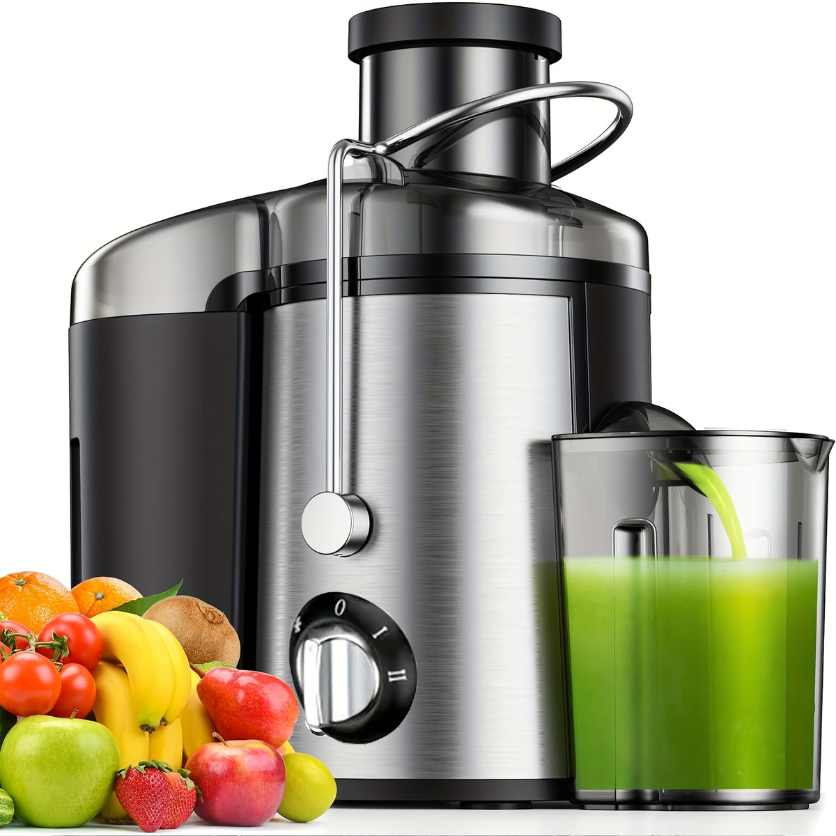 Wide Mouth Juicer Extractor 500W 3-Speed for Fruits and Vegetables – 3-Inch Feed Chute Centrifugal Juice Machine, High Juice Yield, Easy to Clean Detachable Parts, Fast Juicing for Home Kitchen