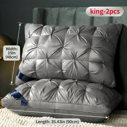 Bed Pillows 2 Pack Hotel Quality Queen King Size, Fluffy Neck Support Sleeping Pillow Set, Cooling Breathable Polyester Fill, Low-Allergen Soft Pillow for Side Back Stomach Sleepers, 6 Colors