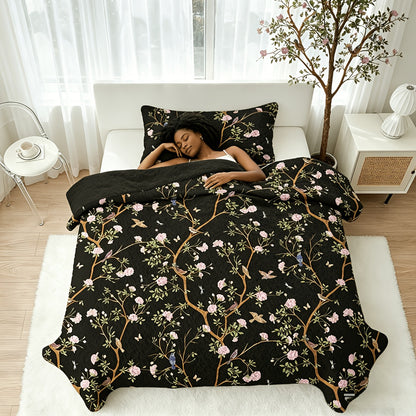 Floral Quilt Set 2 3 Piece Twin Full Queen King Lightweight Patchwork Coverlet Bedding Set Soft Cozy Boho Comforter with Pillow Shams Green Blue Pink Plaid Spring Summer Year Round
