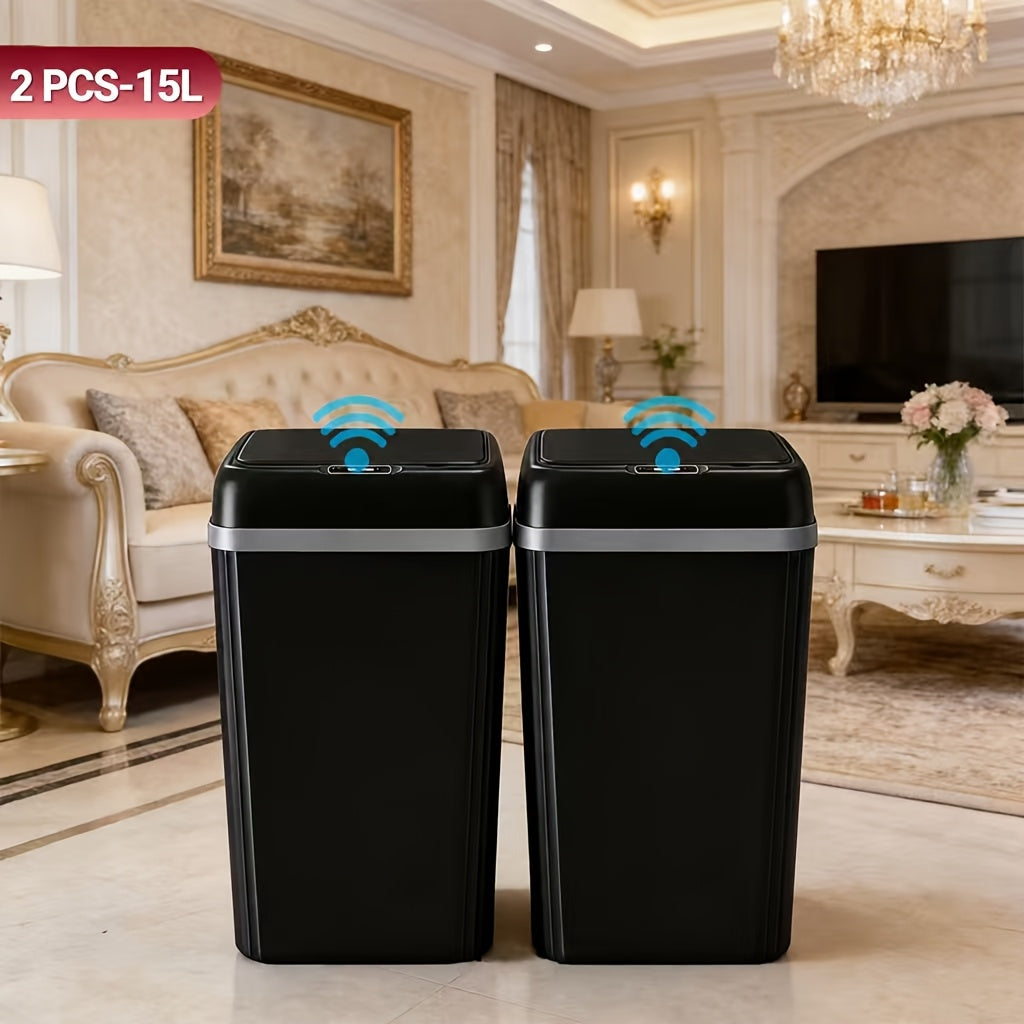 Smart Sensor Trash Can Automatic Touchless – Large Capacity Quiet Odor-Proof Pet-Resistant Auto Open Close Garbage Bin for Kitchen Living Room Bathroom Bedroom, 1 or 2 Pack Sleek Design