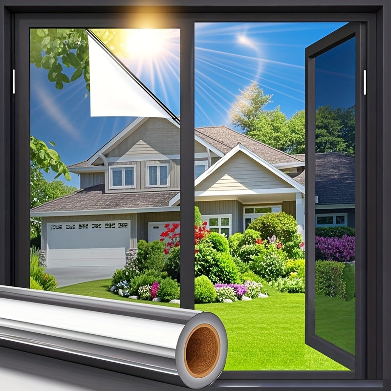 One Way Privacy Window Film Mirror Static Cling No Glue Thermal Insulation Glare Reduction 20x126 Inch for Home Office Bedroom Kitchen Balcony
