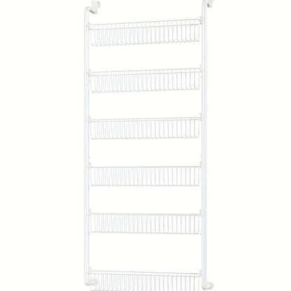 Door Mounted Spice Rack Organizer 6-Tier Metal Pantry Door Shelf for Kitchen, Bathroom, Laundry Room & Pantry – Non-Scratch Wall Storage Basket in Black or White