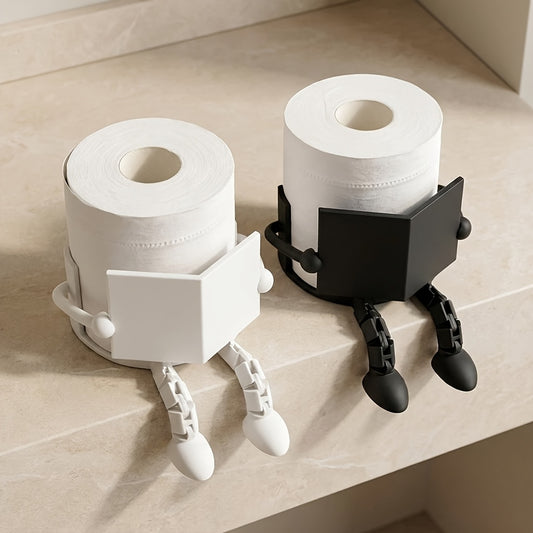 Novelty Toilet Paper Holder Book Design – Fun Bathroom Decor Tissue Roll Holder in Black & White, Great Holiday Gift