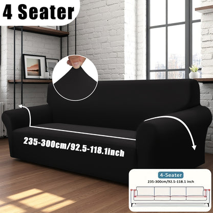 Stretch Sofa Cover with Elastic Band – Milk Fiber Slipcover, Machine Washable, Fits 1 to 4-Seater Sofas & Armchairs, Red Gray Blue Black Coffee