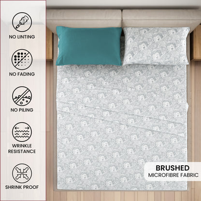 Deep Pocket Fitted Sheet Set 4-Piece Microfiber Soft Brushed Polyester Wrinkle Free Bed Sheets 10 Colors Twin Full Queen King California King