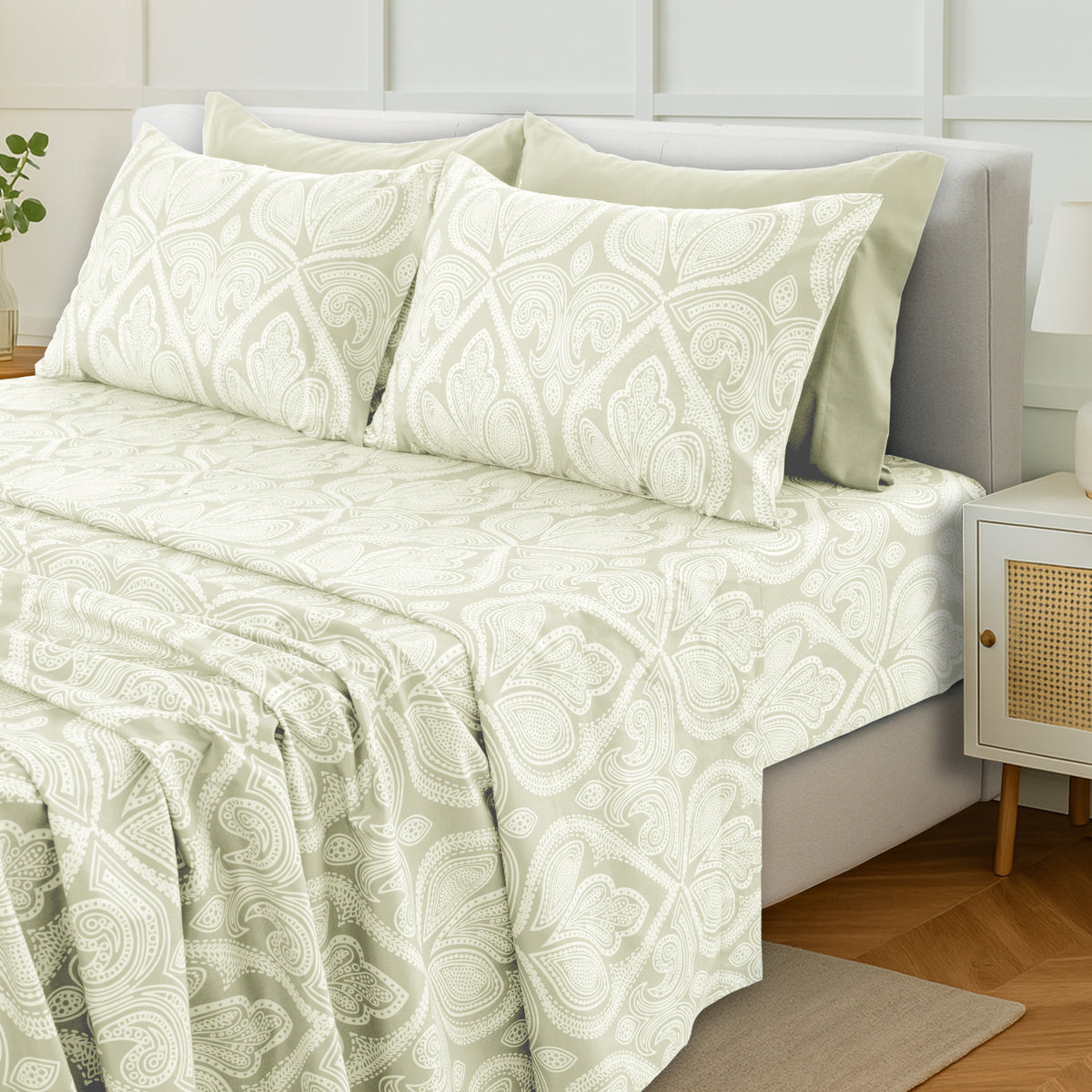 Deep Pocket Fitted Sheet Set 4-Piece Microfiber Soft Brushed Polyester Wrinkle Free Bed Sheets 10 Colors Twin Full Queen King California King