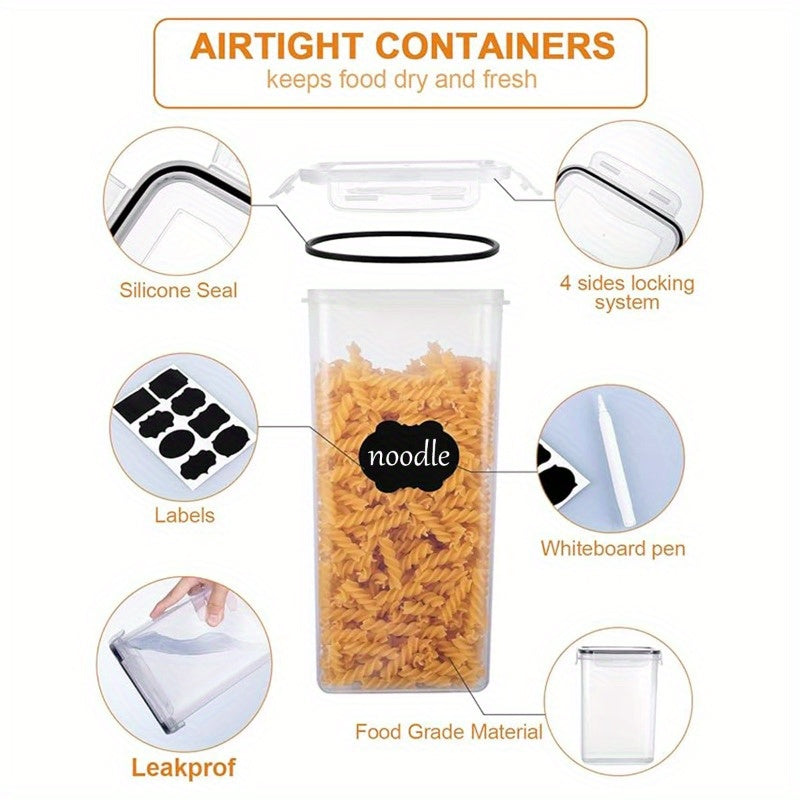 Airtight Food Storage Containers Set with Flip-Top Lids, Labels & Marker – BPA-Free Plastic Kitchen Pantry Organizer for Meal Prep, Travel & Outdoor Picnics (6 to 42 Jars + Lids)