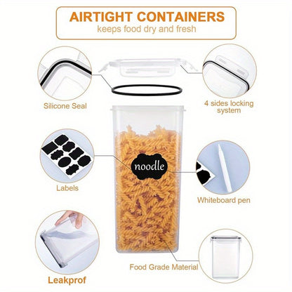 Airtight Food Storage Containers Set with Flip-Top Lids, Labels & Marker – BPA-Free Plastic Kitchen Pantry Organizer for Meal Prep, Travel & Outdoor Picnics (6 to 42 Jars + Lids)