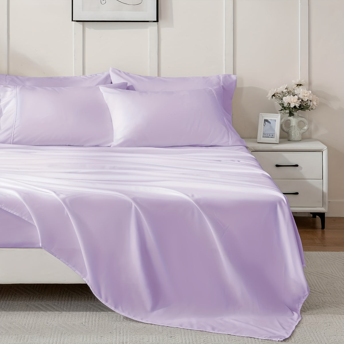 Bamboo Cooling Bed Sheet Set 6-Piece – Ultra-Soft Deep Pocket Fitted Sheet for Hot Sleepers Double-Stitched Machine Washable Twin Full Queen King in 7 Colors