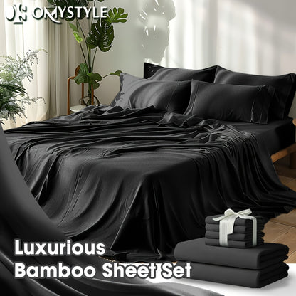 2000TC Bamboo Cooling Sheet Set Ultra Soft – 16 Inch Deep Pocket Fitted Sheet for Hot Sleepers, Shrink Fade Wrinkle Resistant Breathable Bedding | Twin Full Queen King | 11 Colors | Home Viaco