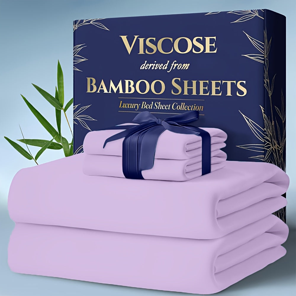 Cooling Bed Sheets Set Bamboo Blend - Ultra-Soft Breathable Deep Pocket Sheets for Hot Sleepers, Twin Full Queen King Size, 13 Colors, Moisture-Wicking Temperature Regulating Bedding