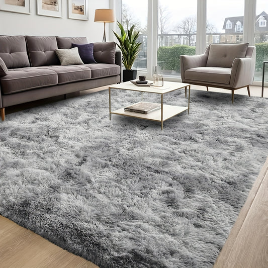 Shaggy Plush Area Rug – Soft Fluffy Non-Slip Carpet for Living Room & Bedroom, Machine Washable, Multiple Colors & Sizes, Tie-Dye & Solid Options, Home Decor Accent Rug