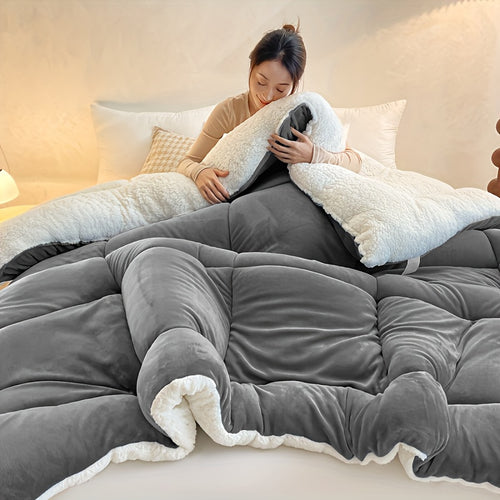 Sherpa Fleece Blanket 500GSM Three-Layer Warm Throw Blanket for Sofa Couch Bed Camping - Soft Plush Blanket All Seasons Navy Blue Beige Dark Gray Tie-dye Grey