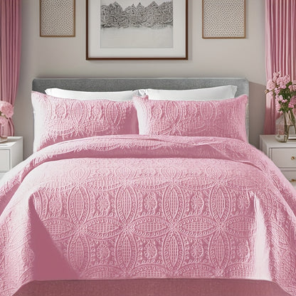 Quilt Set 3 Piece Soft Lightweight Bedding Set with 2 Pillowcases, Thin Comforter Set for Bedroom Guest Room Full Queen King, 10 Colors Washable Bed Quilt Cover Set