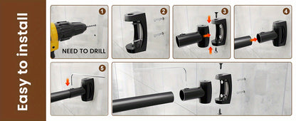 Curved Shower Curtain Rod Adjustable 43-72 Inch Rustproof Aluminum Tension Spring No Drill Extra Space Bathroom Bathtub Stall Rod Black Bronze Brushed Nickel Chrome