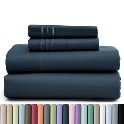 1800 Series Bed Sheets Set 4 Pieces – Brushed Microfiber Deep Pocket Sheet Set with Pillowcases, Cooling & Breathable Bedding for All Seasons, Fade Resistant, Fits Mattresses Up to 16 Inches