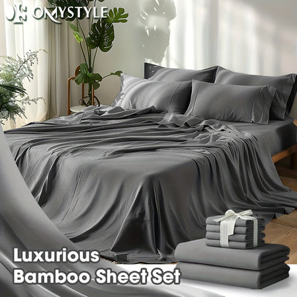 2000TC Bamboo Cooling Sheet Set Ultra Soft – 16 Inch Deep Pocket Fitted Sheet for Hot Sleepers, Shrink Fade Wrinkle Resistant Breathable Bedding | Twin Full Queen King | 11 Colors | Home Viaco