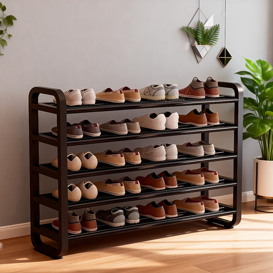 5-Tier Shoe Rack Organizer Holds 18 Pairs – Space-Saving Narrow Shoe Shelf for Entryway, Closet & Bedroom, Freestanding Shoe Storage Tower, Black & White
